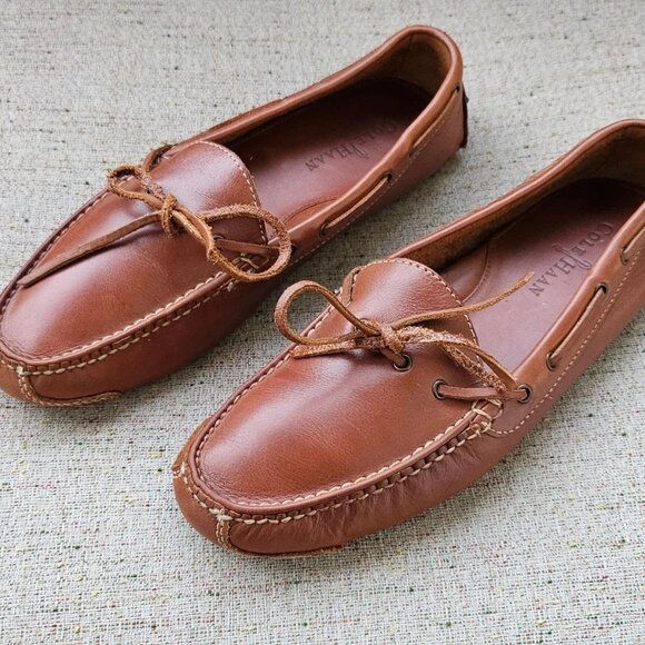 Cole Haan Men Loafer Shoes Slip On Brown Genuine Leather Moccasin Shoes Size 9D - Picture 1 of 10